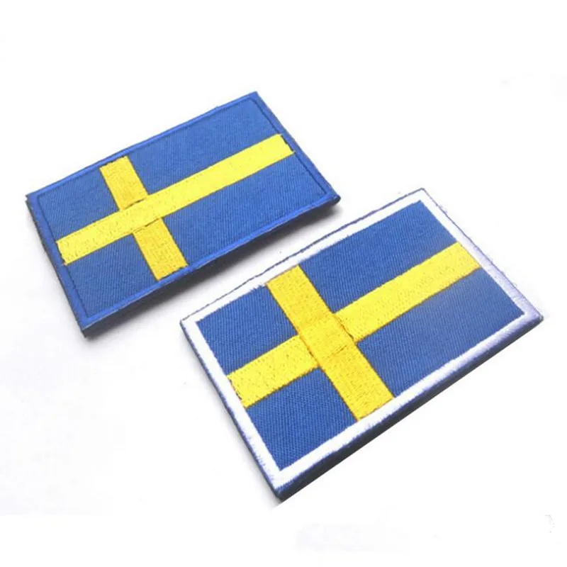 

2 Types European Sweden Flag Patches 3D stickers Personality Embroidery design badges customized for clothes clothing
