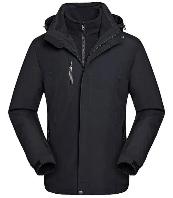 Мужская зимняя водонепроницаемая флисовая куртка с капюшоном Для Путешествий, Походов, лыжного похода, мужская теплая куртка, евро размер S-4XL - Цвет: Black