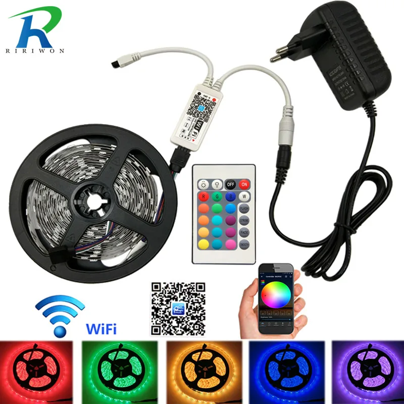 WIFI 15M 10M 20M RGB Led Strip Tape SMD5050 RGB Led Strip Not Waterproof 5M 300led