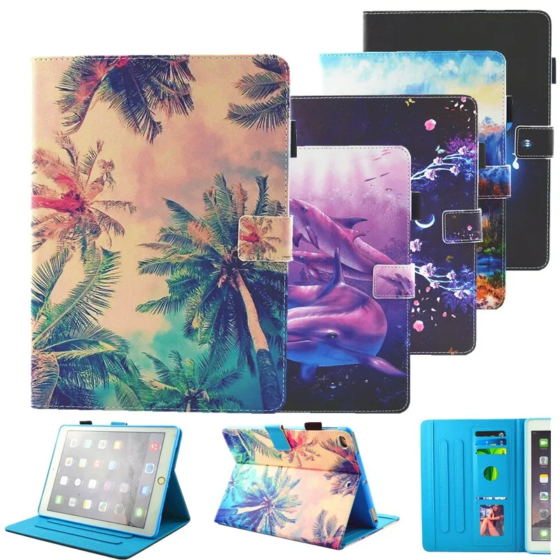 

Fashion Dolphin Printed Smart Stand Case for Apple iPad Air 1 Air 2 5 6 New iPad 9.7 2017 2018 5th 6th Generation Funda Cover
