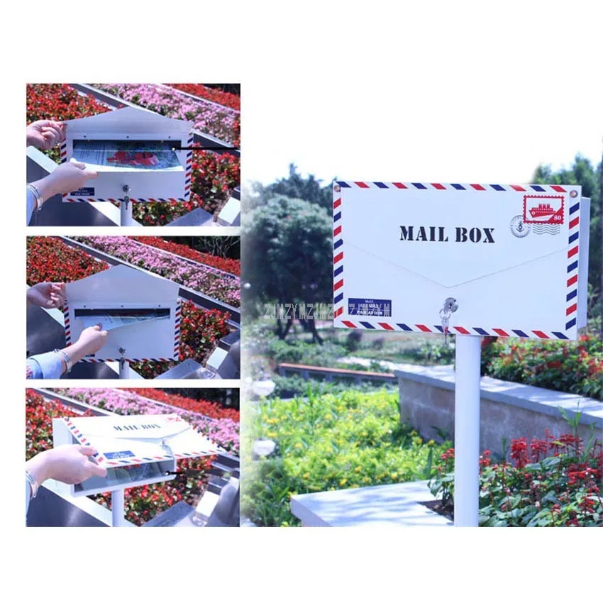 

Envelope Design Security Stand Mailbox Postbox Metal Outdoor Letterbox Garden Park Secure Mail box Letter Box 122cm Height 1035c