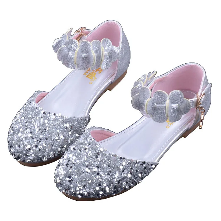 

Kalupao Girl Kids Buckles Crystal Dress Shoes For Girls Pink Sequins School Party Dancing Wedding Shoes Flat Children's Footwear