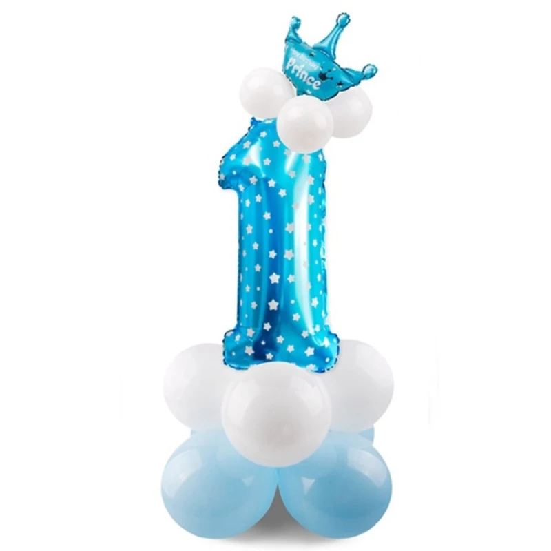Набор первого украшения для вечеринки на день рождения детей фольгированный шар ребенка душ девочка с днем рождения Мальчики Синий Розовый латексный шар - Цвет: set