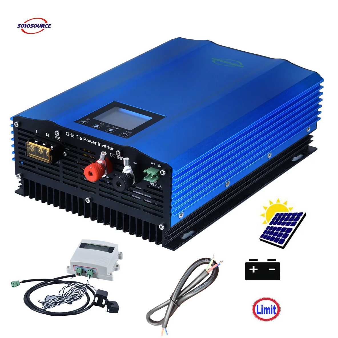 1200W Battery Discharge Grid Tie Inverter with limiter,LCD display Solar Panel Grid Tie Miscro Inverter