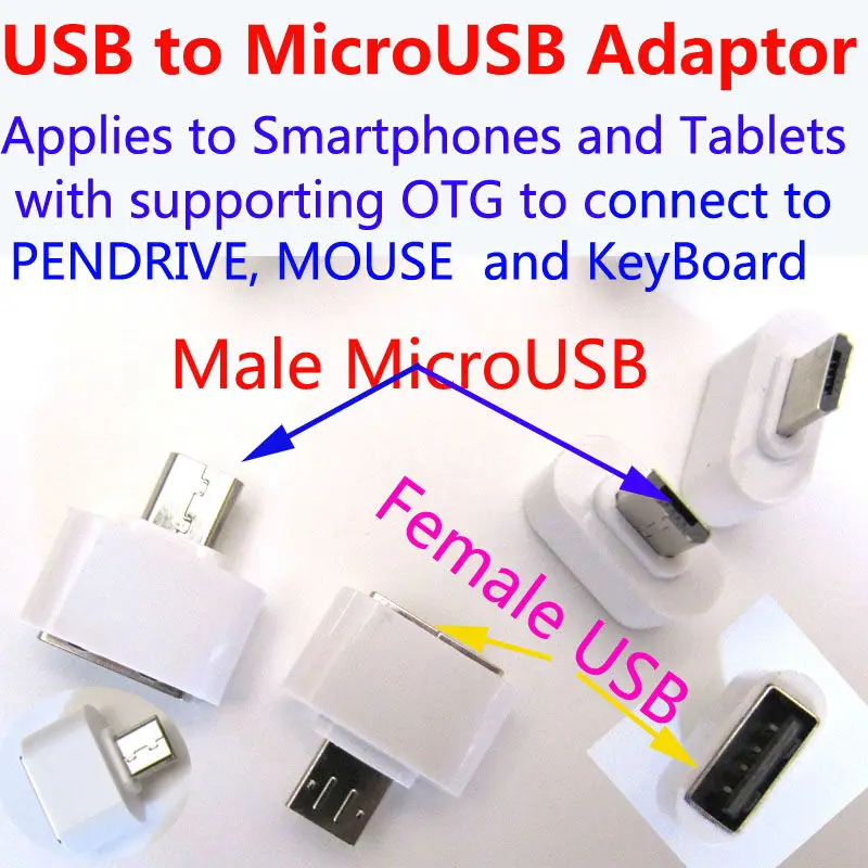 Адаптер OTG к USB, мини-адаптер, адаптер MicroUSB к USB, подключение клавиатуры и мыши к портативным устройствам с поддержкой OTG