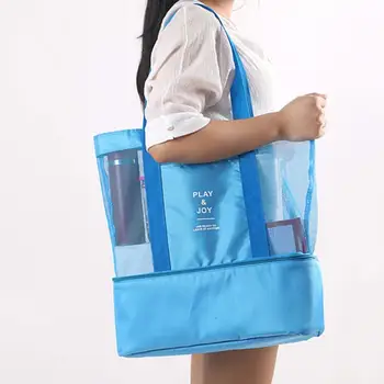 

New Arrivals Portable Insulated Cooler Bag Food Picnic Beach Mesh Bags Cooler Tote Waterproof Outdoor Camping Hiking Bags