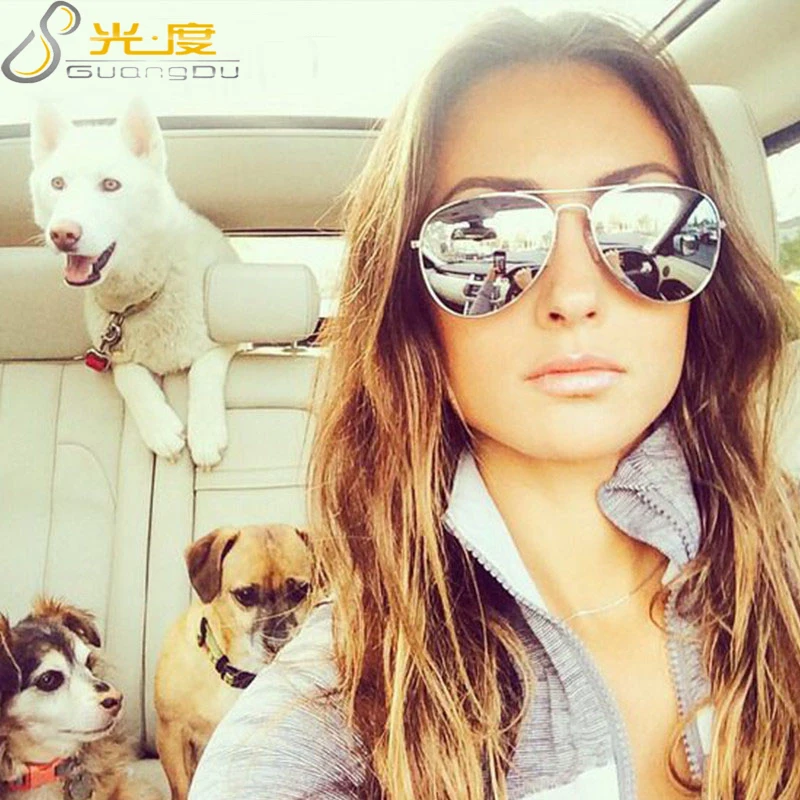 

GUANGDU 2019 New Fashion Pilot Goggle Sunglasses Brand Designer Decorative Travel Colored Shade Glasses Men And Women's UV400