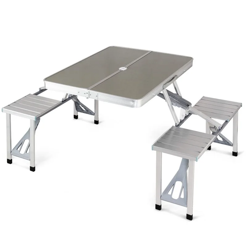 

Aluminum Portable Folding Picnic Table with 4 Seats High Quality Waterproof Garden Outdoor Table Chair Furniture Set HW56393