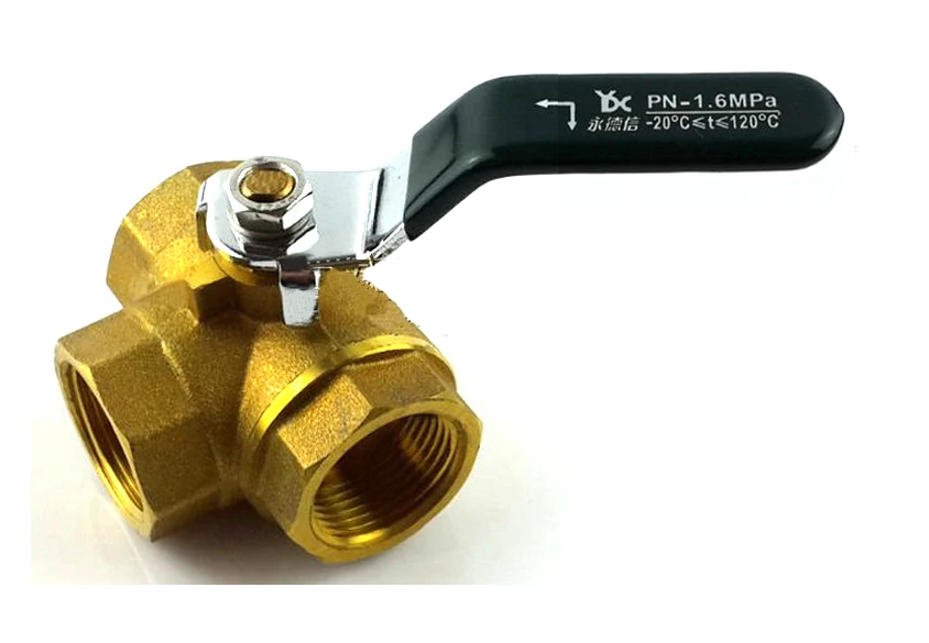 3 способ латунный шаровой Клапан, полный L-Порты и разъёмы 1/2~ 3/" Женский BSP