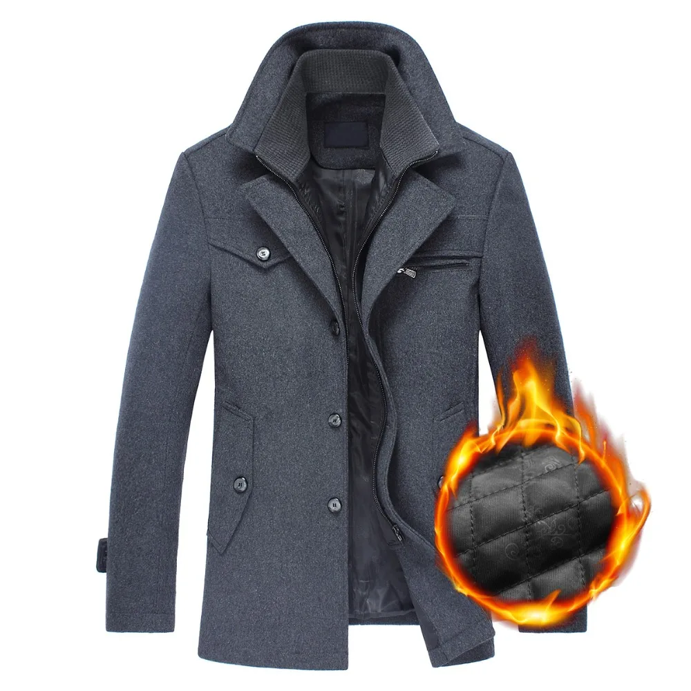 Новое плотное хорошее качество Casaco Masculino шерстяное пальто с двойным воротником для мужчин