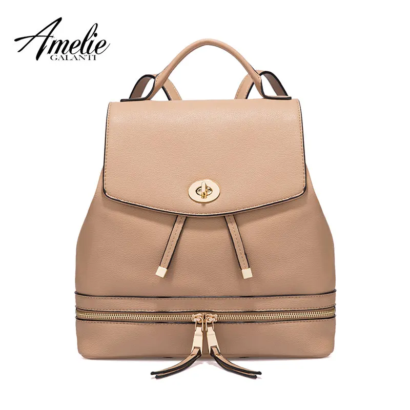 

AMELIE GALANTI Female Bag backpack fashion leather women large capacity backpack multi-pocket school bag for teenager