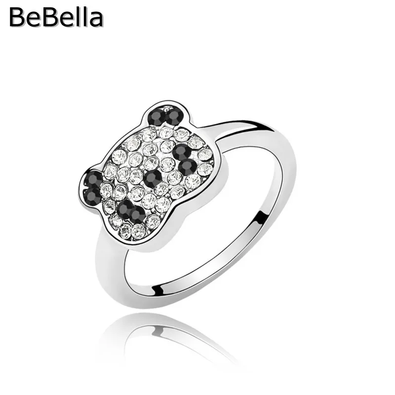 BeBella panda кольцо на палец Сделано с чешскими кристаллами для девочек Дети Женщины