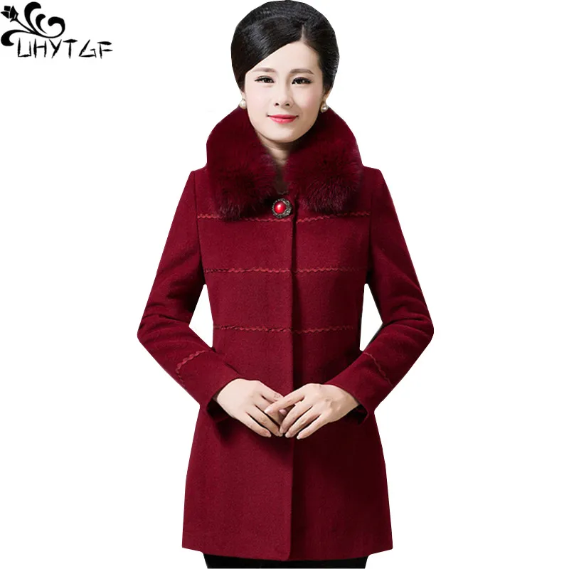 Manteaux Uhytgf Coréen Veste De Manteau D'hiver Purple Dark Pour 2018 Laine Wine Taille Femmes La Dames Plus 241 Femme Casual Longue red Automne 6qCIOqgrn5