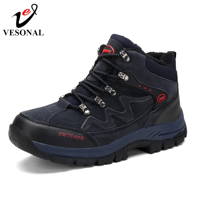 Модные зимние ботинки VESONAL мужские для взрослых 2018 меховые удобные теплые