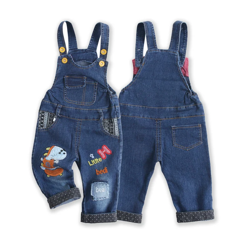 DIIMUU/Модные осенние джинсы для мальчиков и девочек; повседневные джинсовые комбинезоны; детская одежда в стиле пэчворк с героями мультфильмов; длинные брюки для От 1 до 3 лет