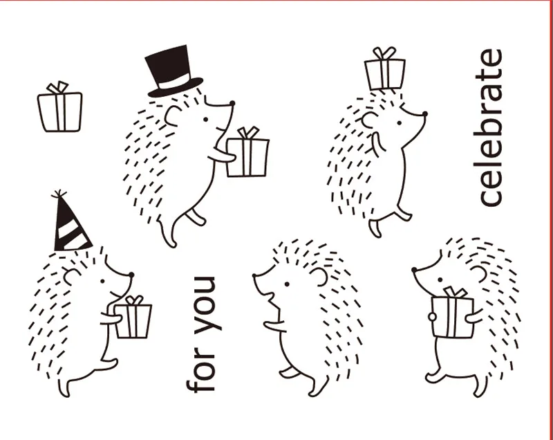 

10x8 a lot of small hedgehogs Transparent Clear Silicone Stamp Seal for DIY scrapbooking photo album Decorative clear stamp
