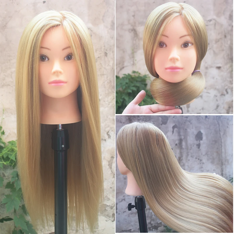 26''Blonde עמדת ראש הפאה ראש סטיילינג מקצועי איפור נשים ספרות Dummy בובת ראש בובת אימונים