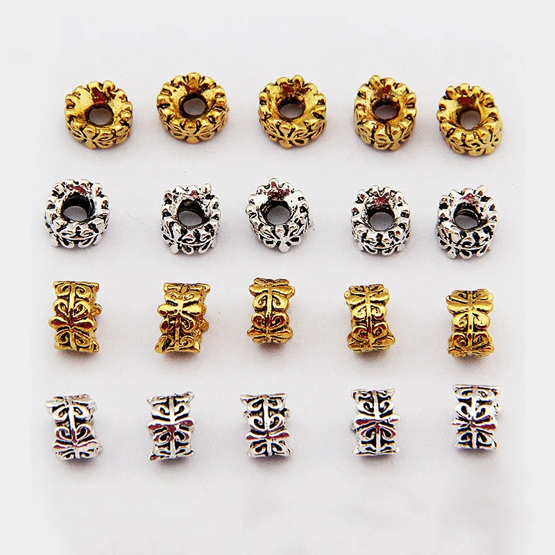 

Carving butterfly Silver Gold Tone Metal Beads Barrel Shape Loose Spacer Beads Flower torus For Jewelry Making Accessories
