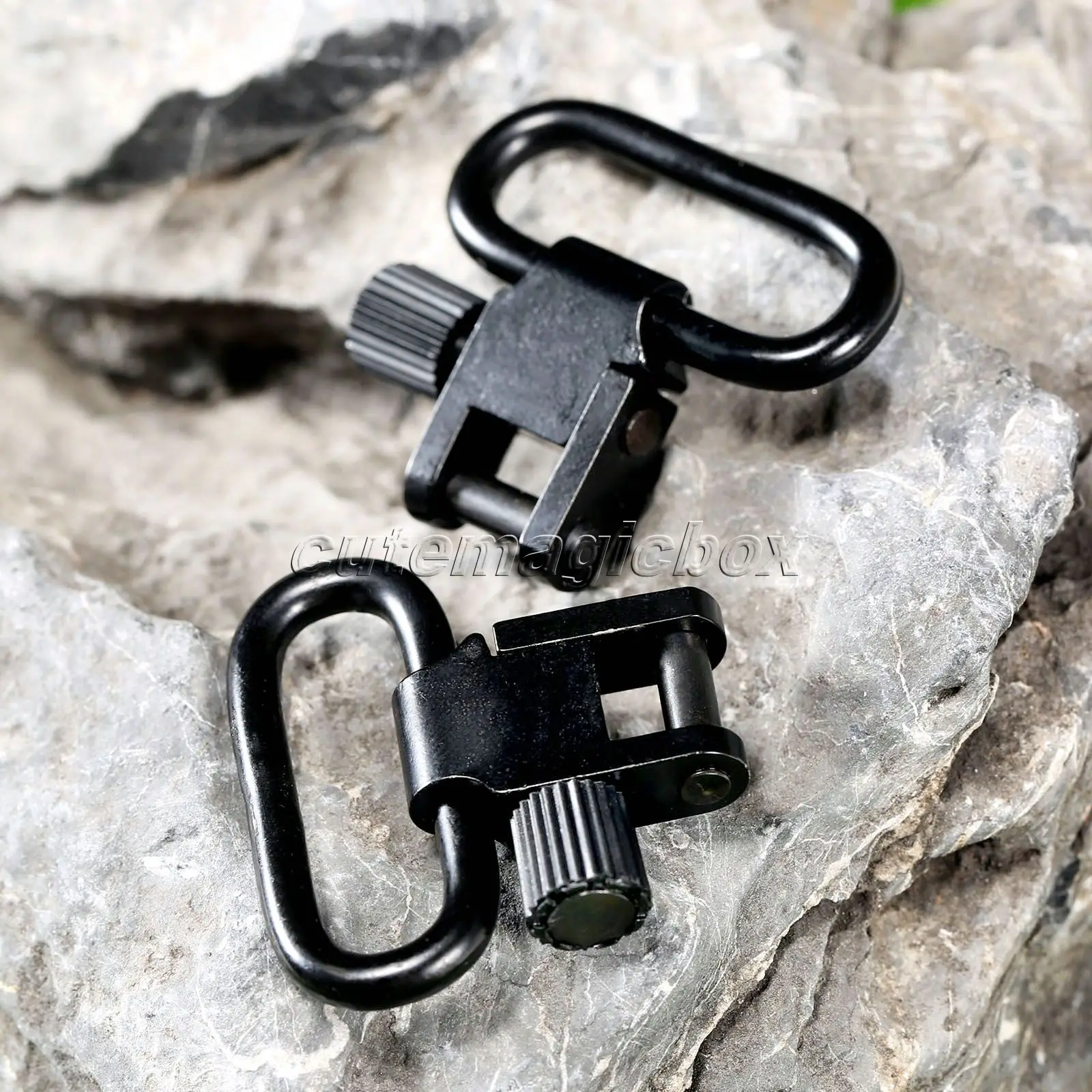 Black 2Pcs Tactical QD Quick Detachable 1 inch Sling Swivel Hunting