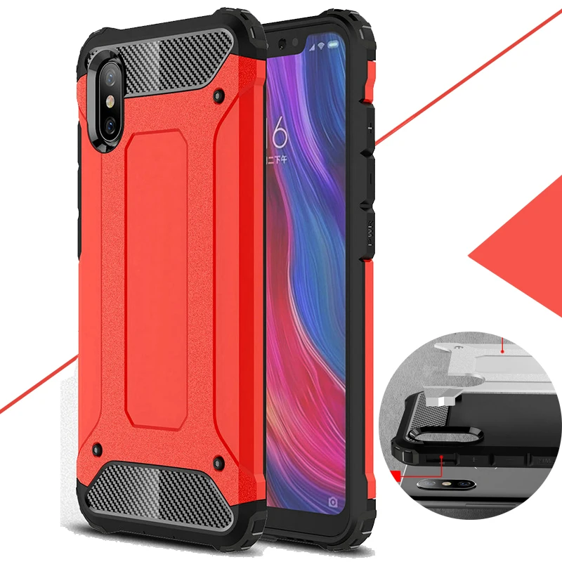 

Hard Tough Rubber Hybrid Armor Cover For Xiaomi Mi 9 8 SE Lite Max Mix 3 F1 Play Soft Silicone Harf PC Shockproof Back Case