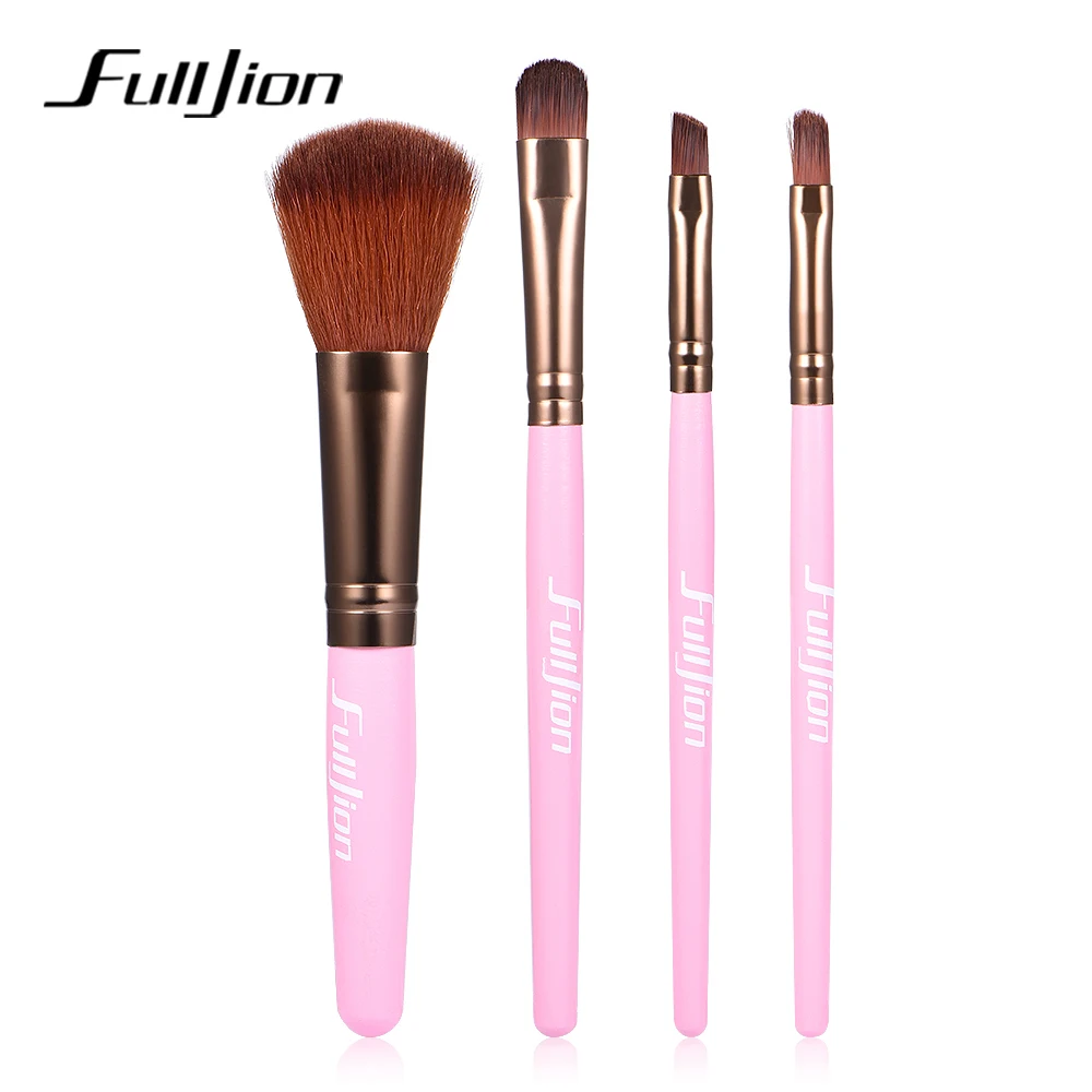Filljion 4Pcs Pro Paintbrushes of Makeup Brushes Wooden Handle Make Up Brush Blush Foundation Hand to