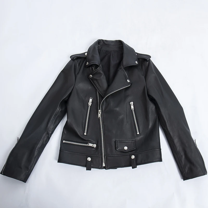 

Genuine leather jacket female 2019 new fashion plus size black motobike real sheepskin leather jackets women clothes slim coat