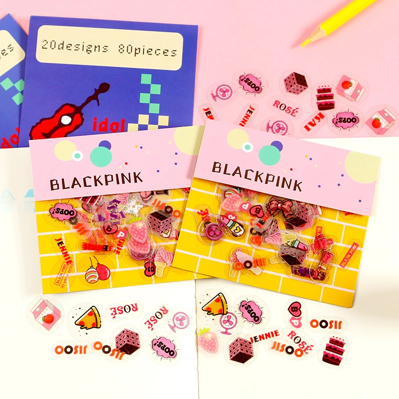 

80pcs/bag 20 style KPOP EXO BLACKPINK Decorating Paper DIY Diary Scrapbook Sticker Gift Set Handbook tags