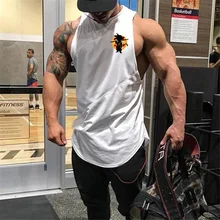 Летняя одежда для фитнеса, забавный мультяшный топ на бретелях, мужская спортивная одежда Goku, футболка без рукавов с круглым вырезом, мужская майка для тренажерного зала