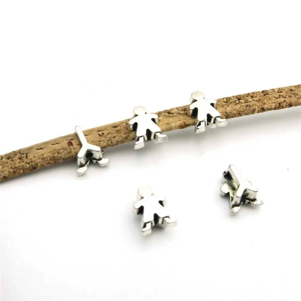 

20pcs For 5mm flat leather slider Antique sliver small boy slider jewelry finding supplies 1-5-29