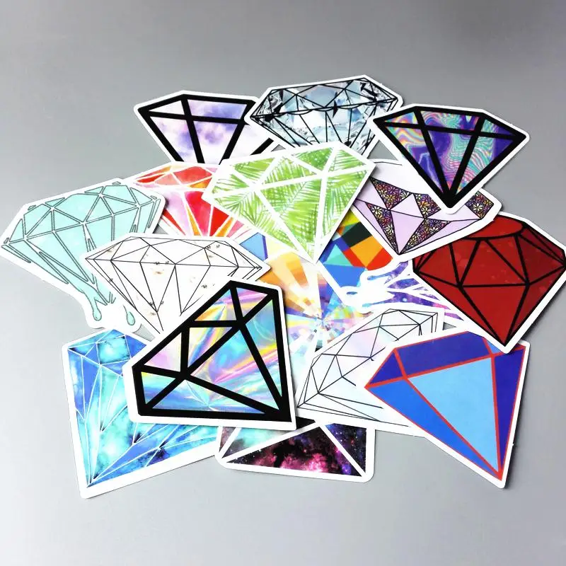 

18pc/Lot Cool Brand Random Graffiti Crystal Diamond Stickers Scrapbooking Skateboard Waterproof PVC Laptop Luggage Stickers Pack