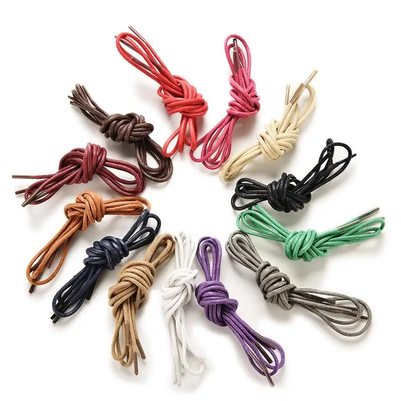 

1Pair Fashion Casual Leather Shoelaces Waxed Round Shoe Laces Shoestring Martin Boots Sport Shoes Cord Ropes 8 Colors