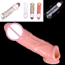 Male Soft Penis Sleeve Penis Extender Condom Reusable Cock Ring Dildo Delay Ejaculation Erotic Toy Sex Products For Male