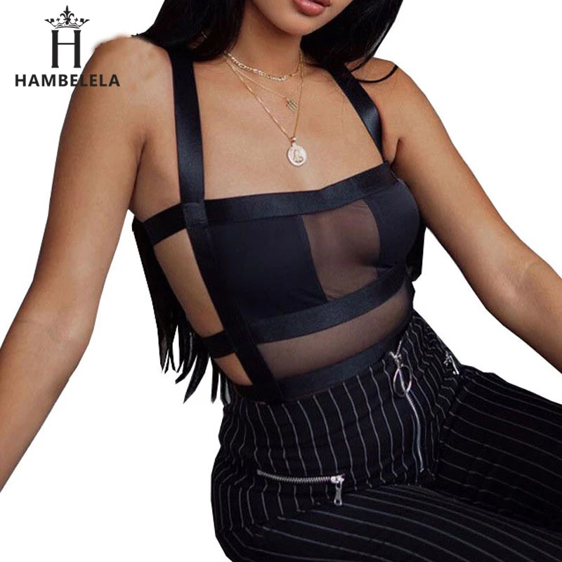 HAMBELELA Black Sexy Mesh Bodysuit Women Tops Body Suit V Neck Sleeveless Summer Bodycon Rompers Womens Jumpsuit Party Playsuit (7)
