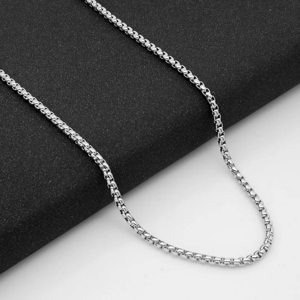 

DL Rocker 316L Stainless Steel Pearl necklace 24inch punk biker men chain 3.5 mm