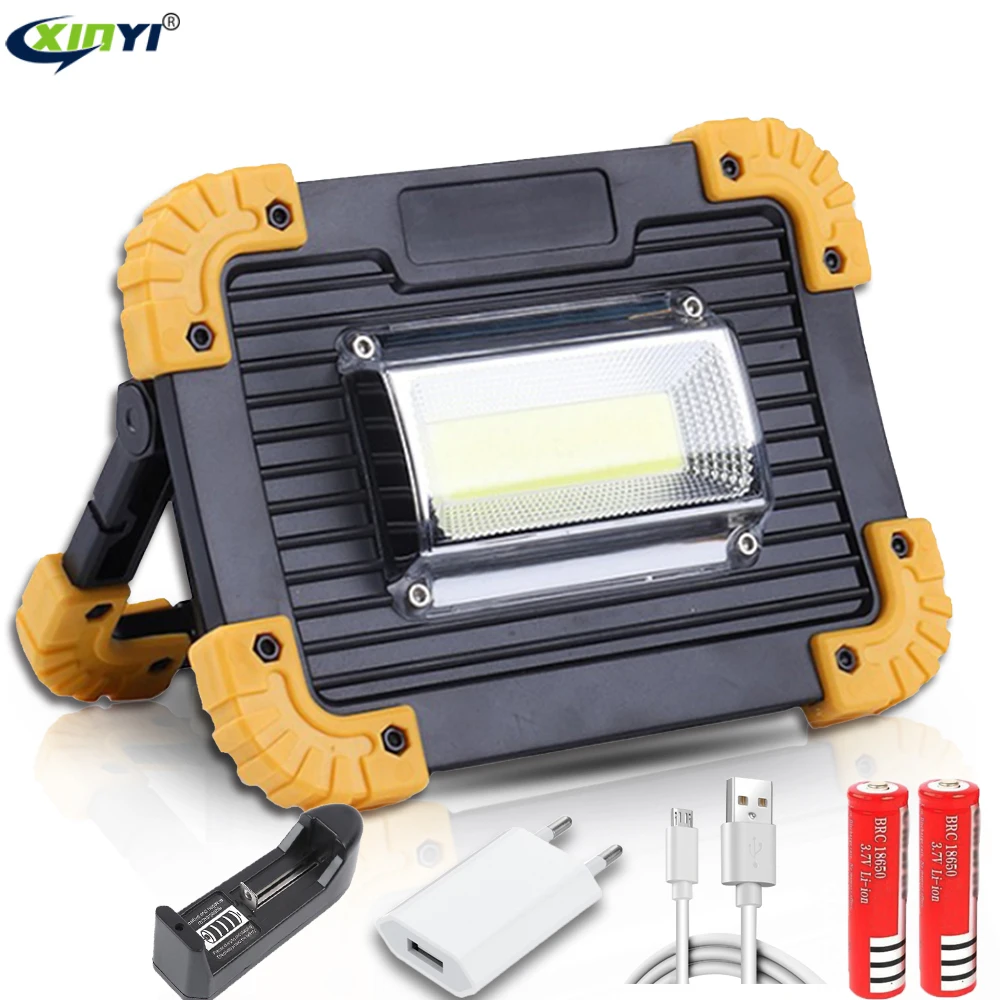 Lâmpada de Trabalho Portátil para Camping Luz de Emergência 100 w Cob 4 modo Led Lanterna Portátil à Prova d’ Água Holofote Recarregável Holofotes
