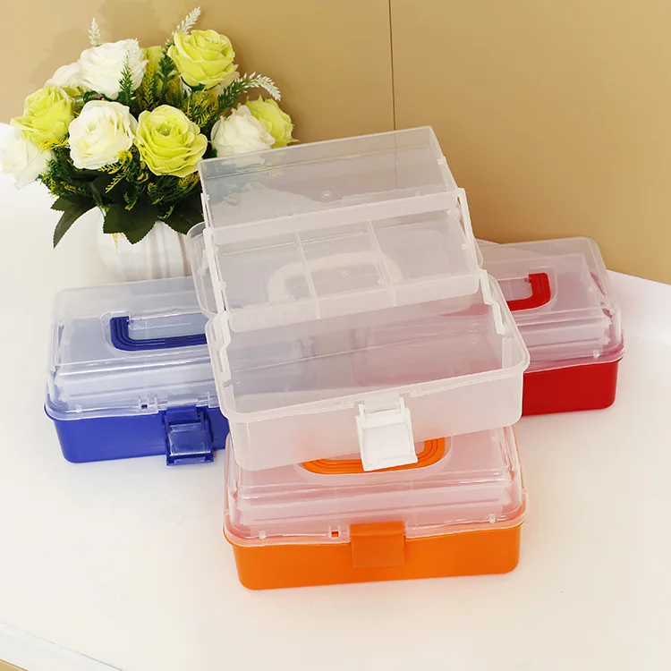 Portable Three-layer Multi-functional Storage Box Portable Carrying Plastic Storage Box Medicine Box Portable Storage Kit