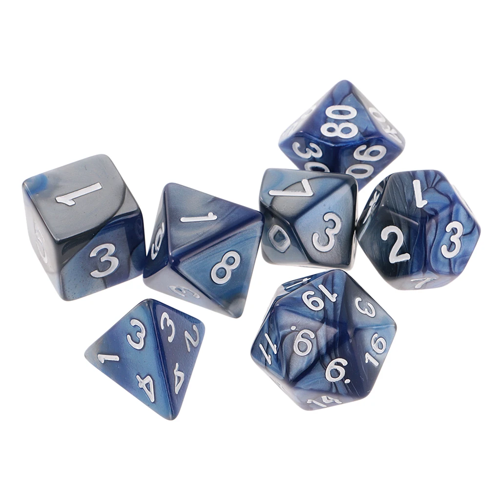 New 7PCS Two Colors Polyhedral Dice 16mm for Dungeons and Dragons Table Games Party Colorful Accessories for Board Game