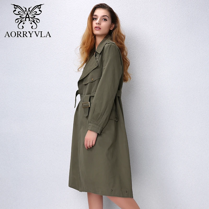 Mode Armée down Toile Femmes Nouveau Turn Manteau Aorryvla Black Automne De Tranchée Lâche Ao3703 Casual Green 2017 army Longue Coton Poches Vert wZxvIqOg