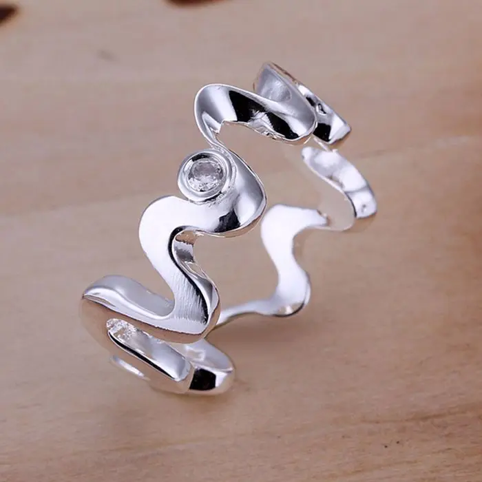 

Ring Silver Plated Ring Silver fashion jewelry ring factory prices Inlaid Waves Ring /JAXFUWRF HVXKVEKHR029