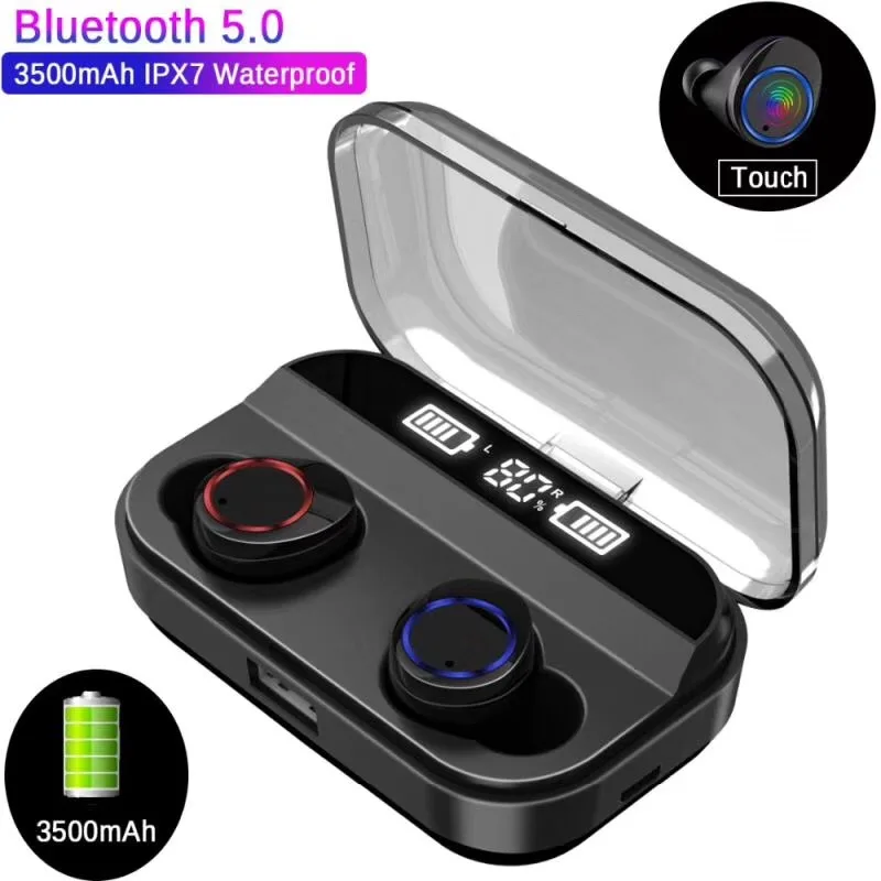 TWS беспроводные наушники Bluetooth 5,0, наушники с сенсорным дисплеем, спортивные стерео беспроводные наушники, гарнитура, зарядная коробка