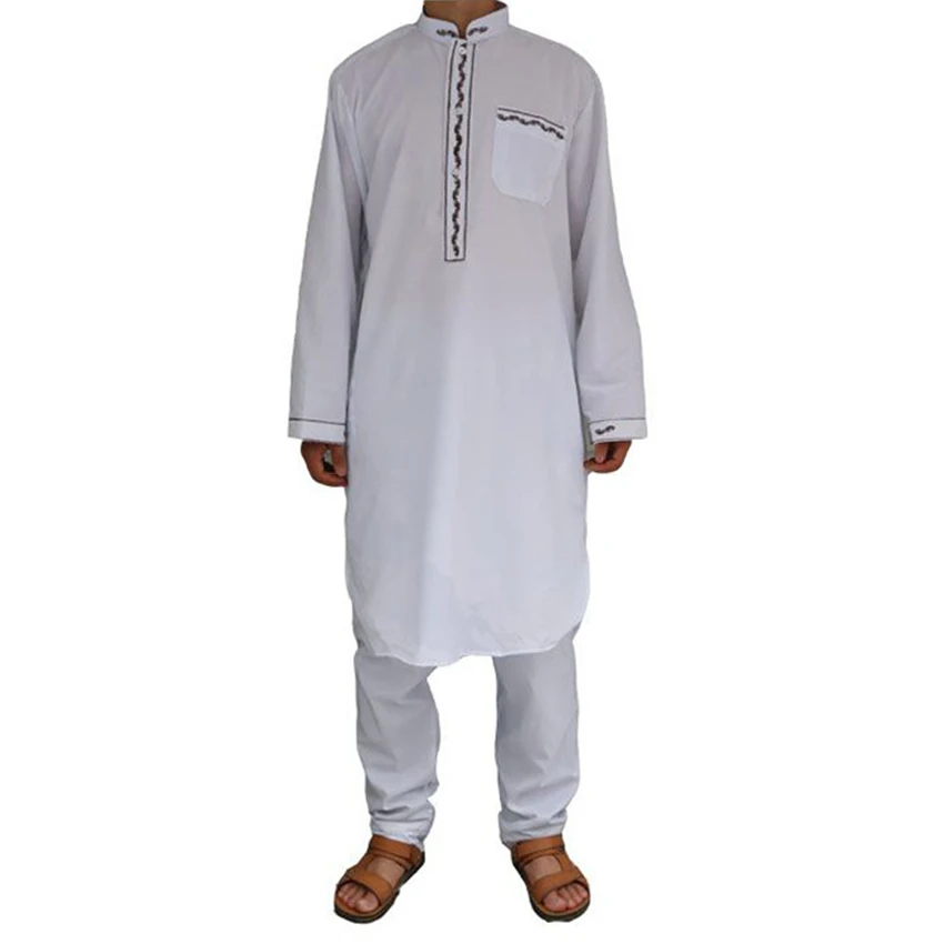 Исламская одежда для мужчин(12 шт./лот) платья брюки костюм Саудовская Аравия халат кафтан Пакистанская одежда Тобе мусульманское платье