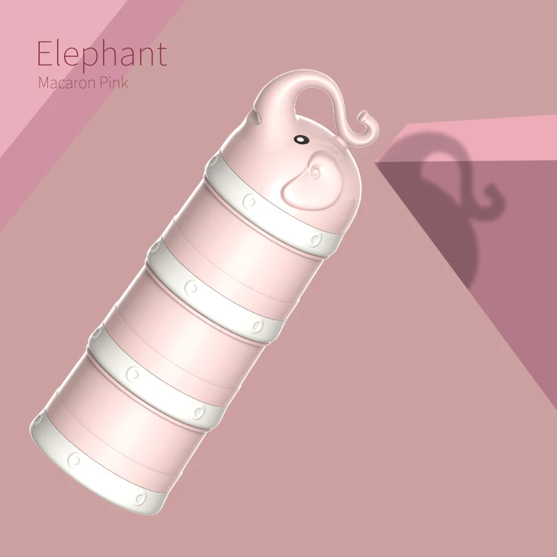 Новорожденный молоко емкость для порошка коробка Портативный контейнер для закусок Кормление 3 слоя сухой дозатор молока Еда дополнительная емкость - Цвет: Elephant-Pink