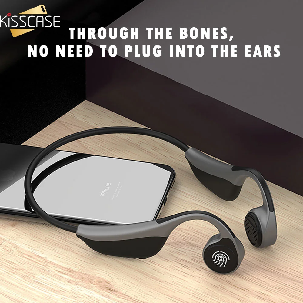 KISSCASE Wireless Bluetooth Headphone Running Earphone Earbuds Bass Headset Neckband Bone Conduction For Universal Smart Devices