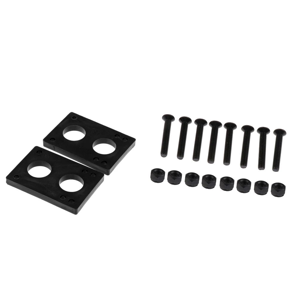 Pair of 8mm Thick PE Riser Shock Pads + 8 Pairs of Carbon Steel Bolts Nuts for Skateboard Longboard