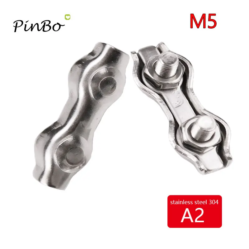 10pcs Stainles Steel 304 M5 Wire Rope Clips Cable Clamp Connect Fixing