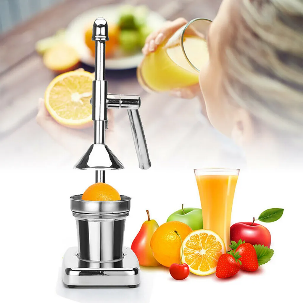

Stainless Steel Manual Control Citrus Juicer Chrome Vegetable Citrus Orange Lemon Blender Mixer Manual Juice Squeezer Maker