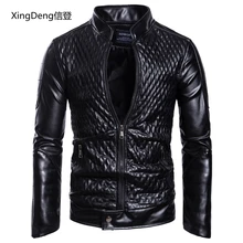 XingDeng Men's Jacket Casual motorcycle leather zipper jackets male fashion top coat Leisure stand neck Clothing Plus size 3XL