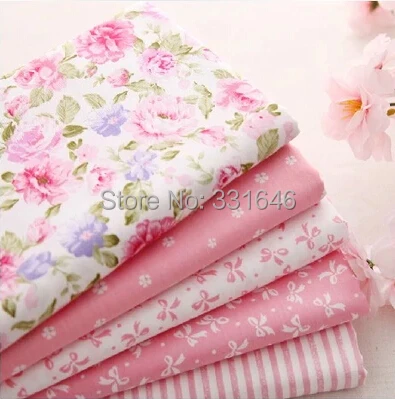 

New Twill Pink Cotton Fabric Fat Quarter Patchwork Quilting Bundle Tilda DIY Sewing Baby Cloth Toy Home Textile 5PCS/LOT 40*50cm