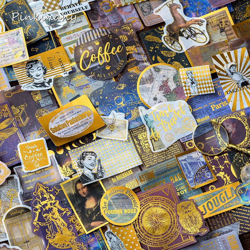 60Pcs Gilding Decorative Washi Stickers Scrapbooking Stick Label Diary Decor