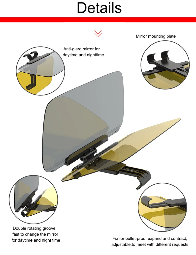 Высокое качество день и ночь анти-ослепительный автомобильный козырек анти-ослепительные очки пружинный зажим прозрачный козырек
